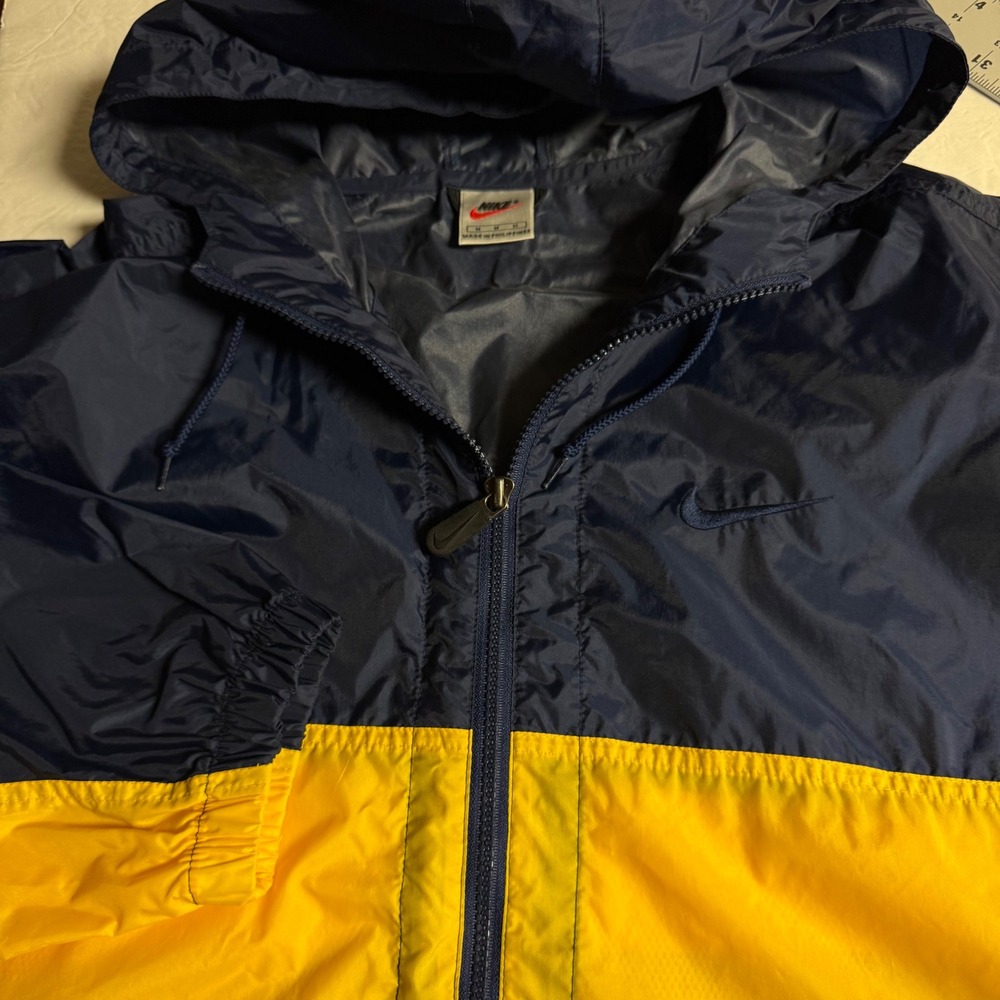 Vintage Nike Windbreaker Half Zip Colorblock Jacket Navy Yellow White Mens M